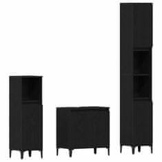 Vidaxl Komplet pohištva za kopalnico 3 pcs Črna 30 x 30 x 180 cm