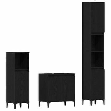 Vidaxl Komplet pohištva za kopalnico 3 pcs Črna 30 x 30 x 180 cm