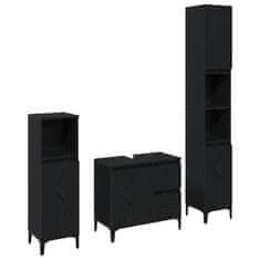 Vidaxl Komplet pohištva za kopalnico 3 pcs Črna 30 x 30 x 180 cm