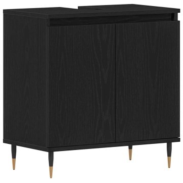 Vidaxl Umivalna omara Črna Orehovina 58 x 33 x 60 cm Konstruiran les