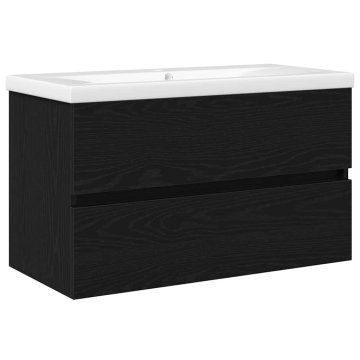 Vidaxl Omara za umivalnik Črni hrast 80 x 39 x 62 cm Konstruiran les