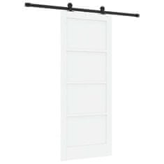 Vidaxl Drsna vrata Bela in črna 83 x 202 cm Trden borov les in jeklo