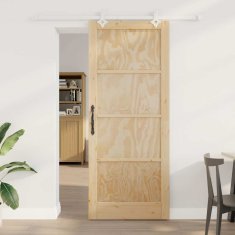 Vidaxl Drsna vrata Bela 86 x 211 cm Masivna borova drevesa in jeklo