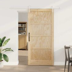 Vidaxl Drsna vrata Naravna in bela 93 x 202 cm Trd borov les in jeklo
