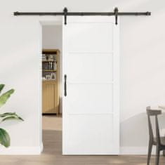 Vidaxl Drsna vrata Bela in črna 83 x 202 cm Trd borov les in jeklo