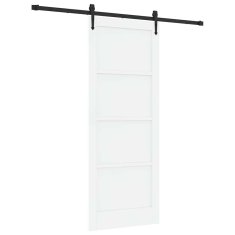 Vidaxl Drsna vrata Bela in črna 83 x 211 cm Trd borov les in jeklo
