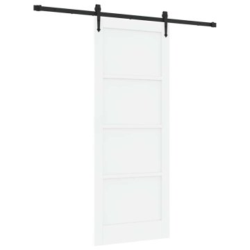 Vidaxl Drsna vrata Bela in črna 83 x 211 cm Trd borov les in jeklo