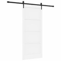 Vidaxl Drsna vrata Bela in črna 86 x 198,5 cm Trd borov les in jeklo