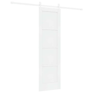 Vidaxl Drsna vrata Bela 61 x 198.5 cm Trd borov les in jeklo
