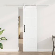 Vidaxl Drsna vrata Bela 61 x 198.5 cm Trd borov les in jeklo