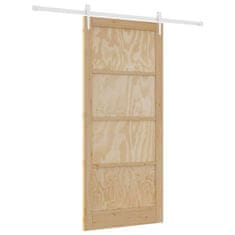 Vidaxl Drsna vrata Naravna in bela 93 x 211 cm Trd borov les in jeklo