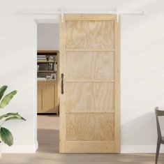 Vidaxl Drsna vrata Naravna in bela 93 x 211 cm Trd borov les in jeklo