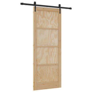 Vidaxl Drsna vrata ORKDAL Rjava 83 x 211 cm Trdna borovina