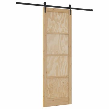 Vidaxl Drsna vrata ORKDAL Rjava 78 x 232 cm Trdna borovina