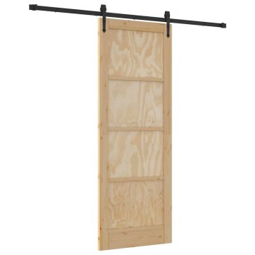 Vidaxl Drsna vrata ORKDAL Rjava 78 x 211 cm Trdna borovina