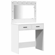 Vidaxl 2-delni set toaletne mizice z LED belo inženirsko leseno