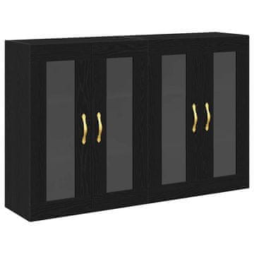 Vidaxl Omarice na steni 2 pcs Črna Orehovina 69,5 x 34 x 90 cm