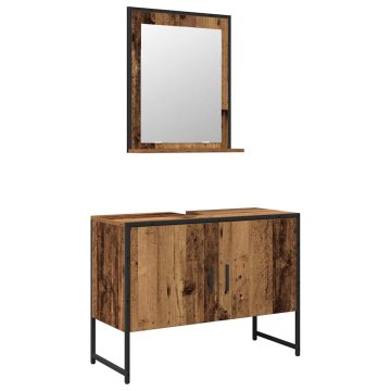 Vidaxl Komplet pohištva za kopalnico 2 pcs Rjava 80 x 33 x 60 cm