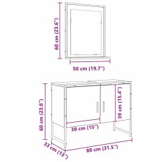 Vidaxl Komplet pohištva za kopalnico 2 pcs Rjava 80 x 33 x 60 cm