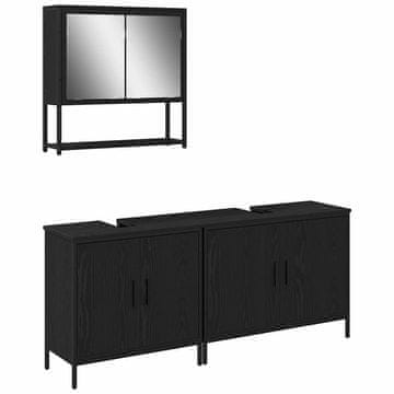 Vidaxl Komplet pohištva za kopalnico 3 pcs Črna 80 x 30 x 44 cm