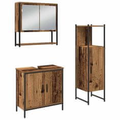 Vidaxl Komplet pohištva za kopalnico 3 pcs Rjava 33 x 33 x 102,5 cm