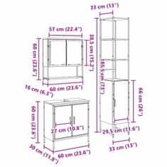 Vidaxl Komplet pohištva za kopalnico 3 pcs Rjava 33 x 33 x 185.5 cm