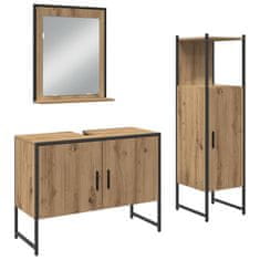 Vidaxl Komplet pohištva za kopalnico 3 pcs Rjava 33 x 33 x 102,5 cm