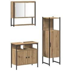 Vidaxl Komplet pohištva za kopalnico 3 pcs Rjava 33 x 33 x 120,5 cm