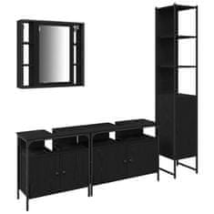 Vidaxl Komplet omaric za kopalnico 4 pcs Črni hrast 33 x 33 x 185.5 cm