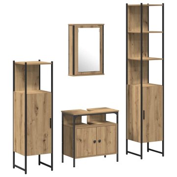 Vidaxl Komplet pohištva za kopalnico s polico 4 pcs artisan hrast