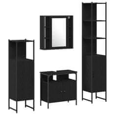 Vidaxl Komplet omaric za kopalnico 4 pcs Črni hrast 33 x 33 x 185.5 cm