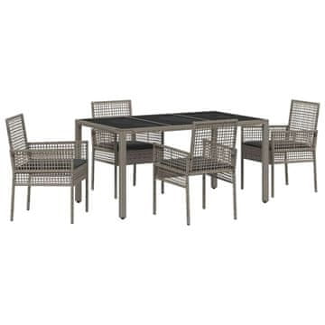 Vidaxl Komplet za jedilnico v vrtu 5 pcs Siva Poly ratan