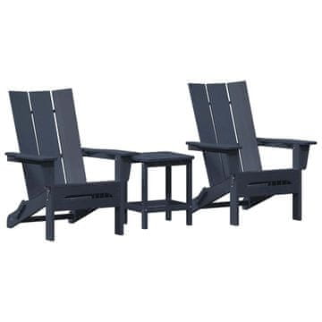 Vidaxl Vrtni Stol 3 szt. Mornarsko modra 80,5 x 74,5 x 92 cm Polietilen
