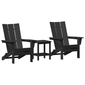Vidaxl Vrtni Stol 3 pcs Črna 80,5 x 74,5 x 92 cm Polietilen