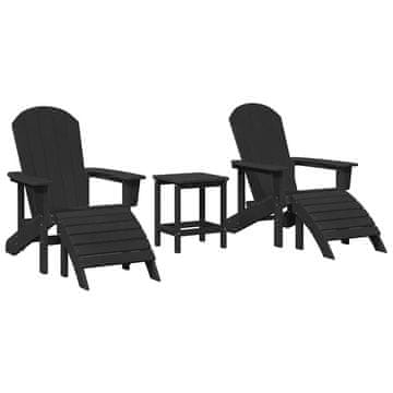 Vidaxl Vrtni Stol 3 pcs Črna Polietilen
