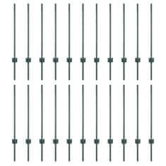 Vidaxl Ograjni stebri 22 pcs Zelena 120 cm Jeklo