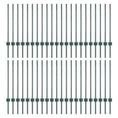 Vidaxl Ograjni stebri 44 pcs Zelena 120 cm Jeklo