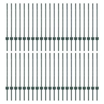 Vidaxl Ograjni stebri 44 pcs Zelena 120 cm Jeklo