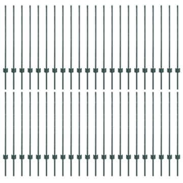 Vidaxl Steber ograje. 44 pcs Zelena 140 cm Jeklo