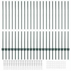 Vidaxl Ograjni stebri 22 pcs Zelena 160 cm Jeklo