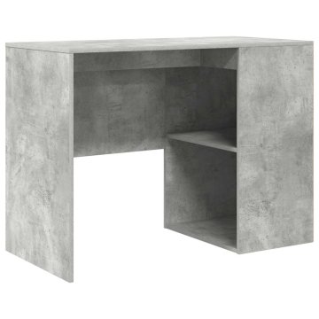 Vidaxl Miza s polico Betonsko siva 102 x 50 x 75 cm Konstruiran les