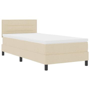 Vidaxl Postelja boxspring z vzmetnico krema 90 x 190 cm blago