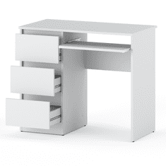shumee Bela računalniška miza s 3 predali, 90 CM šolsko igralno pohištvo