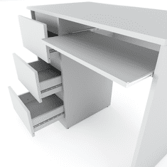 shumee Bela računalniška miza s 3 predali, 90 CM šolsko igralno pohištvo