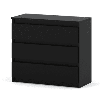 shumee Črna komoda 80 CM 3 S TV omarica za dnevno sobo, spalnico