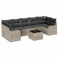 Vidaxl Vrtna sedežna garnitura 8 pcs Svetlo siva in temno siva