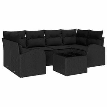 Vidaxl Vrtna sedežna garnitura z blazino 7 pcs Črna 55 x 55 x 37 cm