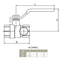 Invena Kroglični ventil za vodo 1/2” GW z izpustnim ventilom