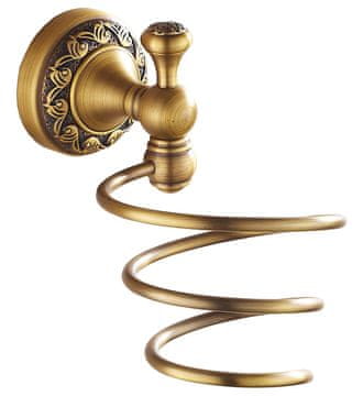 shumee Antično medeninasto stensko stojalo za sušilnik za lase za kopalnico