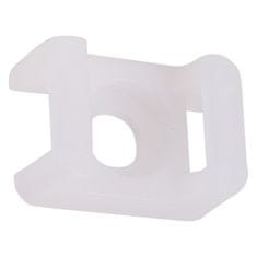 shumee 100 x Držala za kabelske vezice za vezice do 9 mm, bele barve, 21 x 16 mm